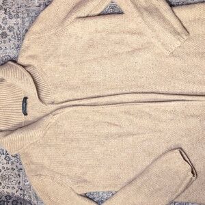 100% Cashmere Crown Neck Cozy Cream Knit Cardigan